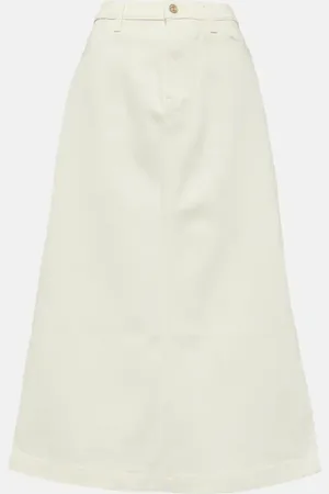 7 for all Mankind High-rise denim midi skirt