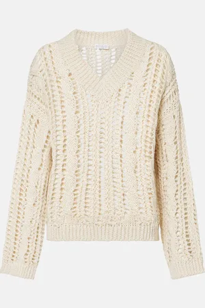 Brunello Cucinelli Open-knit jute and cotton-blend sweater
