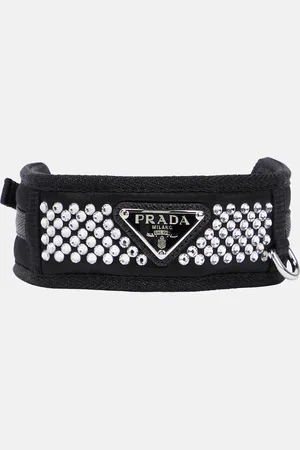 Prada Logo crystal-embellished dog collar