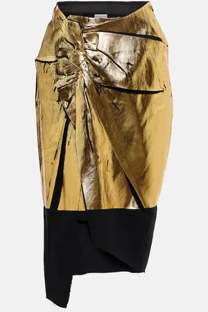 DRIES VAN NOTEN Sinam cotton and linen midi skirt