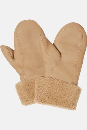 YVES SALOMON Shearling-trimmed leather mittens