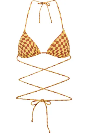 Tropic of C Praia checked tie-around bikini top