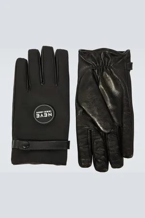Giorgio Armani Neve leather and nylon gloves