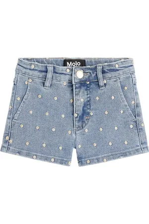 Molo Alvira polka-dot embroidered denim shorts