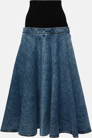 Alaïa Denim and cotton jersey midi skirt