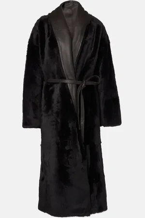 YVES SALOMON Leather-trimmed shearling coat