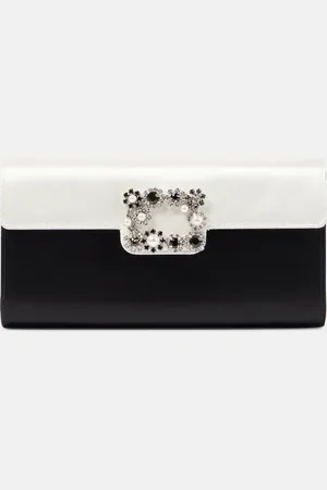 Roger Vivier Flower Strass satin clutch