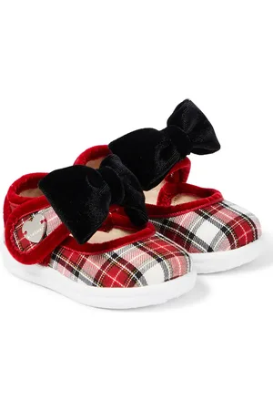 MONNALISA Baby bow-detail tartan booties