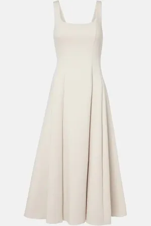 Max Mara Platani pleated cotton-blend midi dress