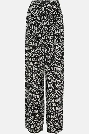Balenciaga Logo high-rise wide-leg pants