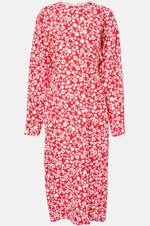 Marni Floral enver satin midi dress