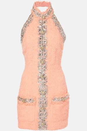 Balmain Embellished halterneck minidress