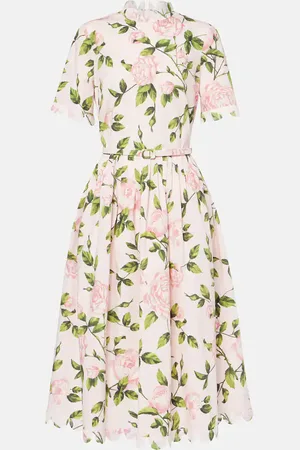 Oscar de la Renta Floral cotton-blend poplin midi dress