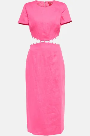 Staud Matteo cutout linen midi dress