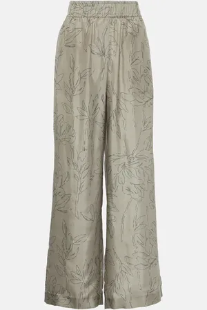 Brunello Cucinelli Floral silk wide-leg pants