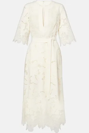 Elie saab Embroidered broderie anglaise midi dress