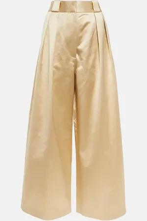 Khaite Rico high-rise wide-leg cotton-blend pants