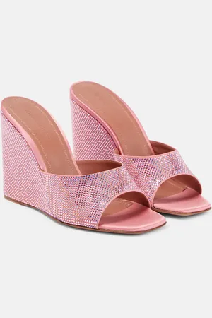 Amina Muaddi Lupita embellished satin wedge sandals