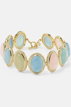 Octavia Elizabeth Front Street 18kt gold bracelet with beryls and diamonds