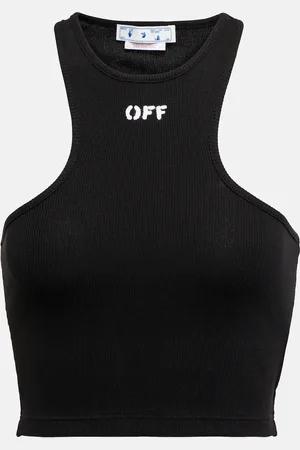 OFF-WHITE Logo cotton-blend crop top