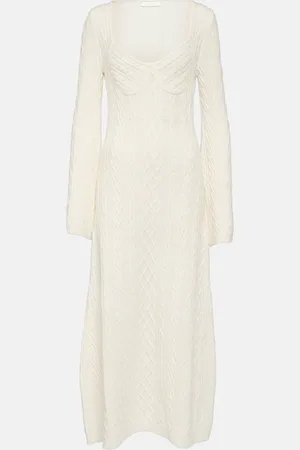 Chloé Cable-knit wool and cashmere midi dress