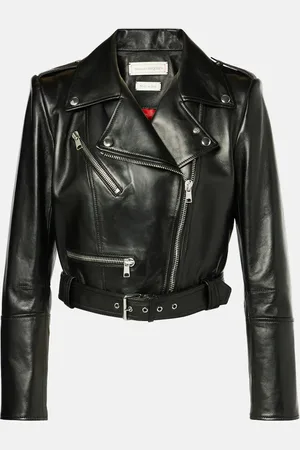 Alexander McQueen Cropped leather biker jacket