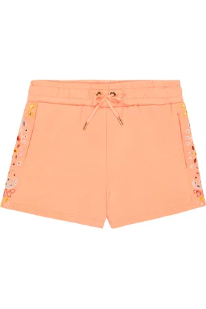 Chloé Embroidered cotton fleece shorts
