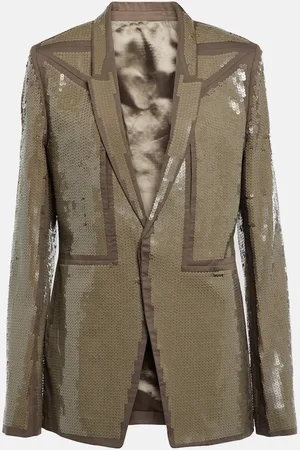 Rick Owens Sequined single-breasted cotton blazer