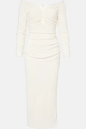 Carolina Herrera Off-shoulder ruched jersey midi dress