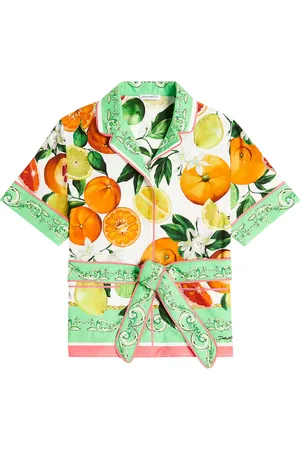 Dolce & Gabbana Printed belted cotton popeline shirt