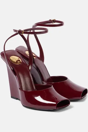 Saint Laurent La Scandale 110 patent leather wedge sandals