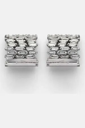 Suzanne Kalan Rondelle 18kt white gold earrings with diamonds