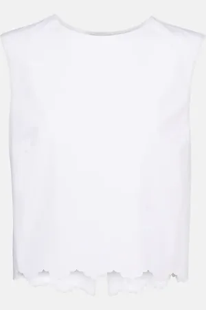 Patou Scalloped cotton poplin crop top