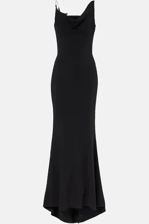MUGLER Asymmetric crÃªpe gown