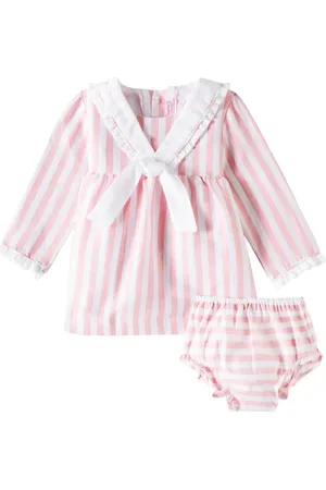La Coqueta Baby Aranda striped dress and bloomers set
