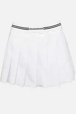 Miu Miu Logo pleated cotton miniskirt