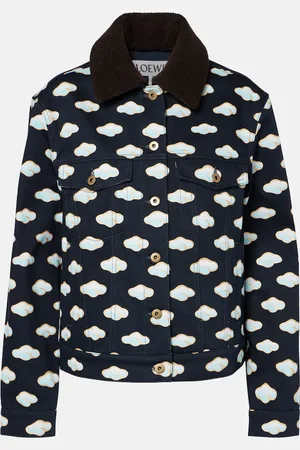 Loewe Printed shearling-trimmed denim jacket