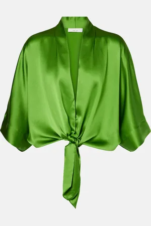 The Sei Cropped silk satin blouse