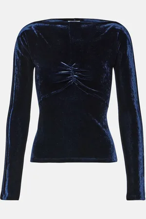 Paco rabanne Ruched off-shoulder velvet top