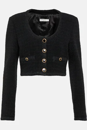 Alessandra Rich Checked cropped tweed blazer