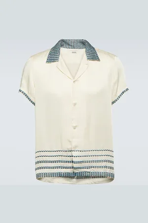 BODE Embroidered silk satin bowling shirt