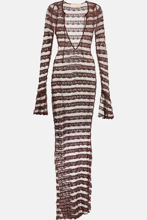 AYA MUSE Semi-sheer lace maxi dress