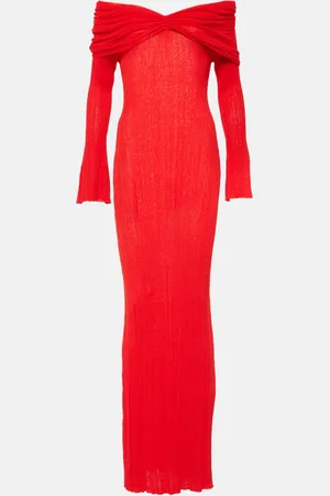 AYA MUSE Off-shoulder linen-blend maxi dress