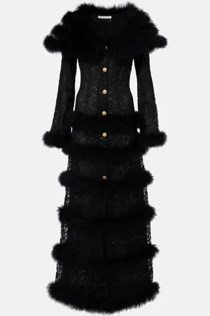 Alessandra Rich Feather-trimmed lace coat