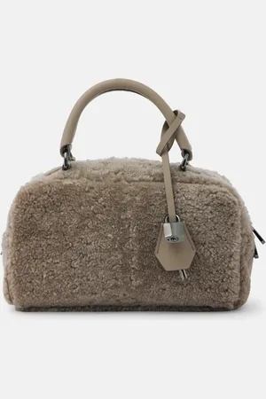Brunello Cucinelli Leather-trimmed shearling tote bag