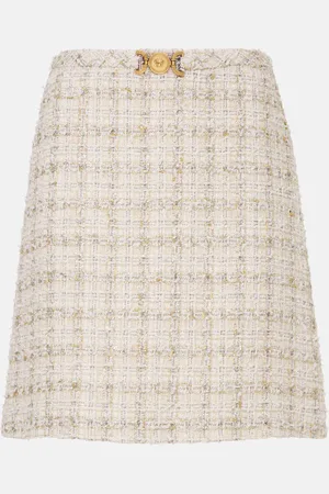 VERSACE Embellished tweed miniskirt