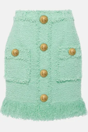 Balmain Fringed tweed miniskirt