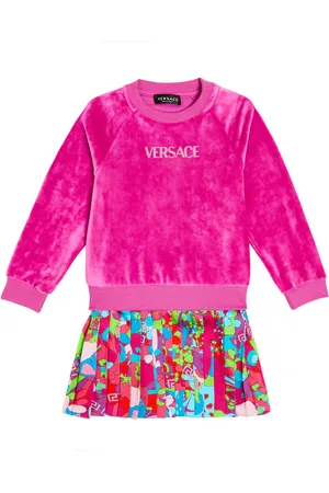 VERSACE Logo pleated sweater dress