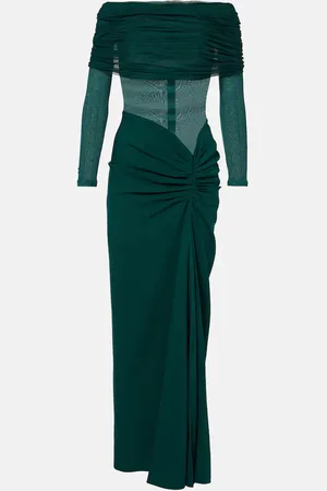 CHRISTOPHER ESBER Sonora ruched silk tulle-trimmed maxi dress