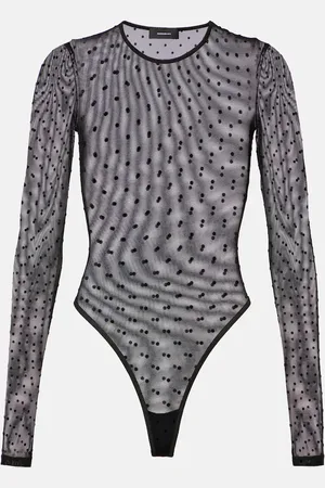 WARDROBE.NYC Polka-dot sheer mesh bodysuit